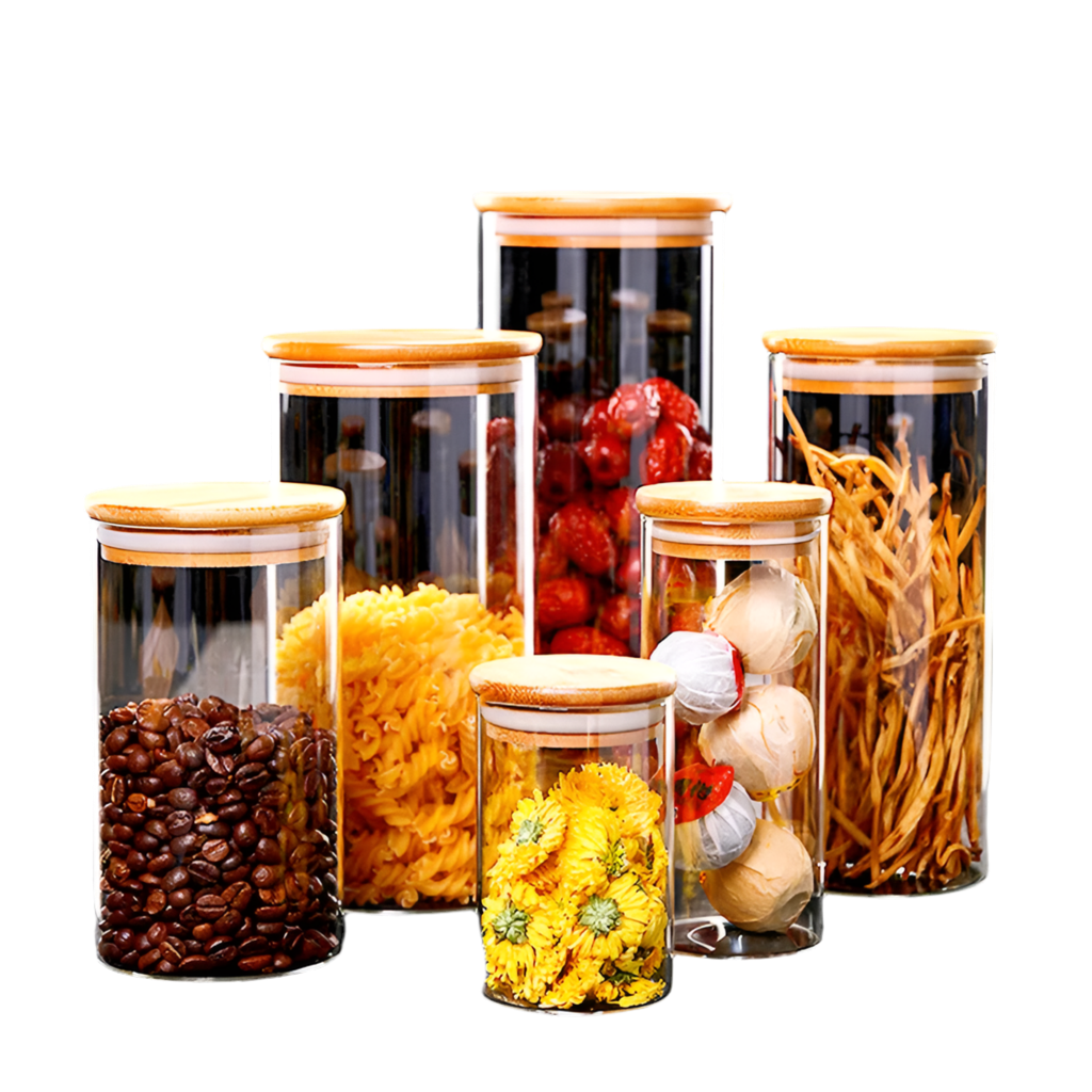 Glass Kitchen Jar with Bamboo Lid – Elegant and Natural Storage