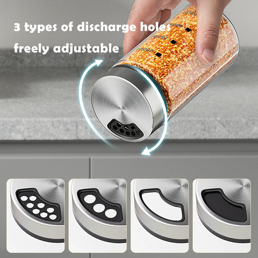 Spice Jars – Seasoning Organizer with Scale & Adjustable Shaker Holes