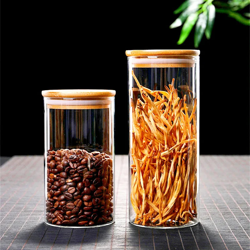 Glass Kitchen Jar with Bamboo Lid – Elegant and Natural Storage