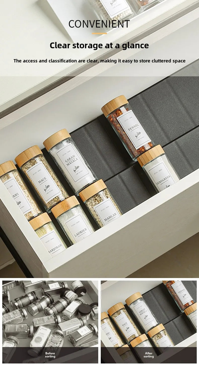 Drawer Organizer – Adjustable Spice Rack for Seasoning Bottles