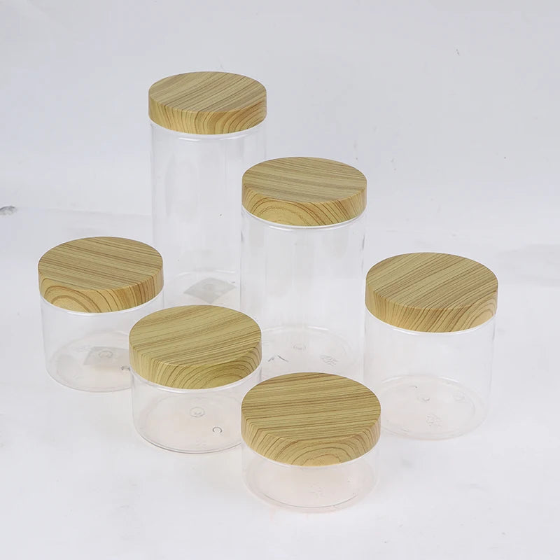 Plastic Kitchen Jar with Wooden Lid – Elegant and Natural Storage