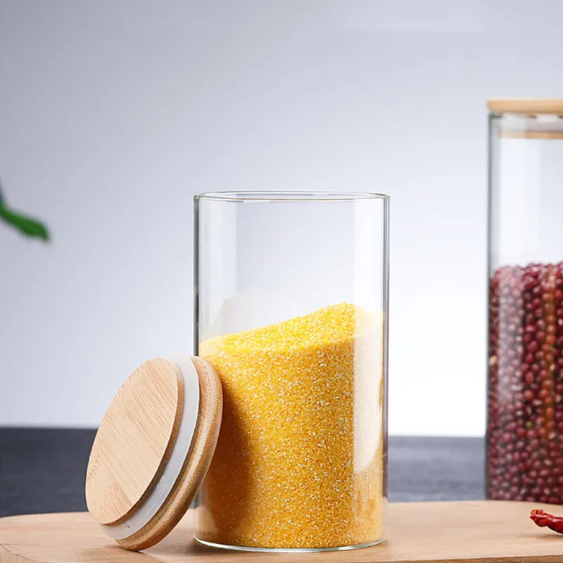 Glass Kitchen Jar with Bamboo Lid – Elegant and Natural Storage