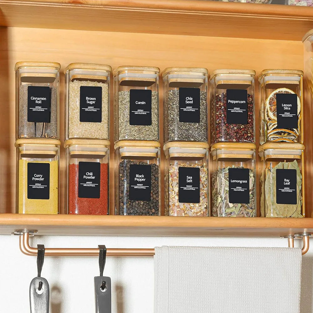 Glass Spice Jar with Bamboo Lid – Elegant and Practical Organization
