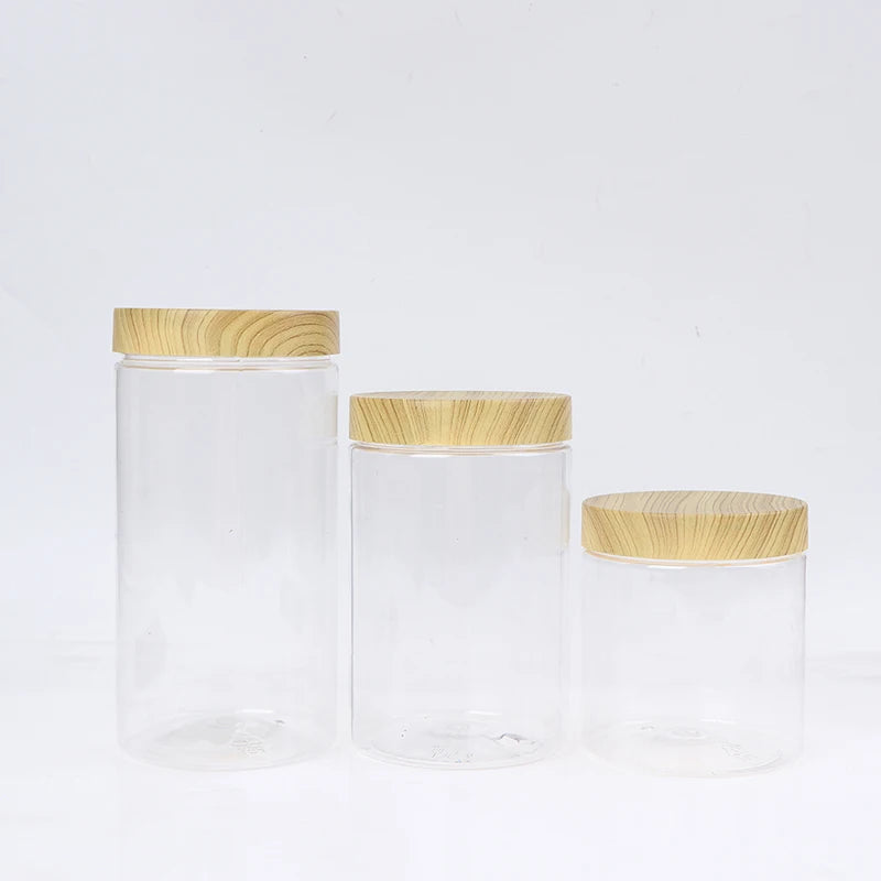 Plastic Kitchen Jar with Wooden Lid – Elegant and Natural Storage