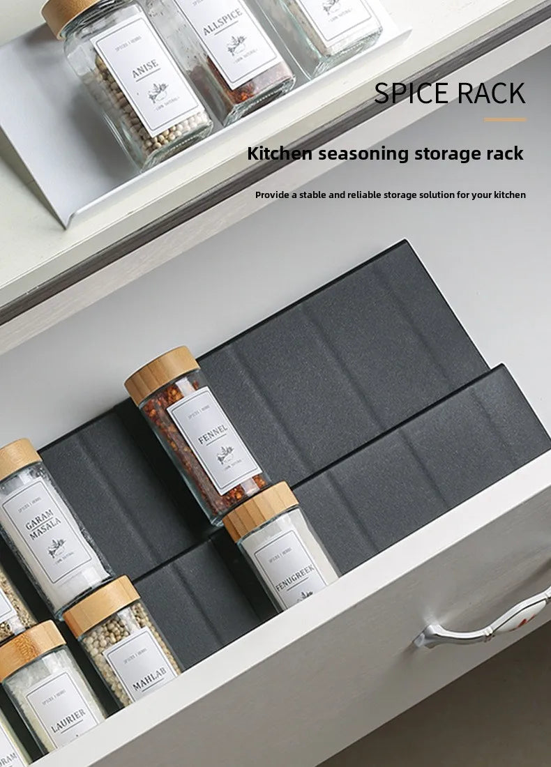 Drawer Organizer – Adjustable Spice Rack for Seasoning Bottles