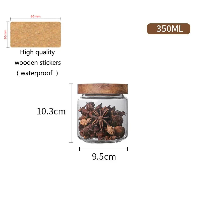 Glass Airtight Canister with Dark Wood Lid – Elegant & Versatile Storage