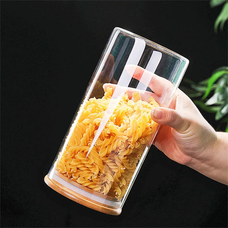 Glass Kitchen Jar with Bamboo Lid – Elegant and Natural Storage