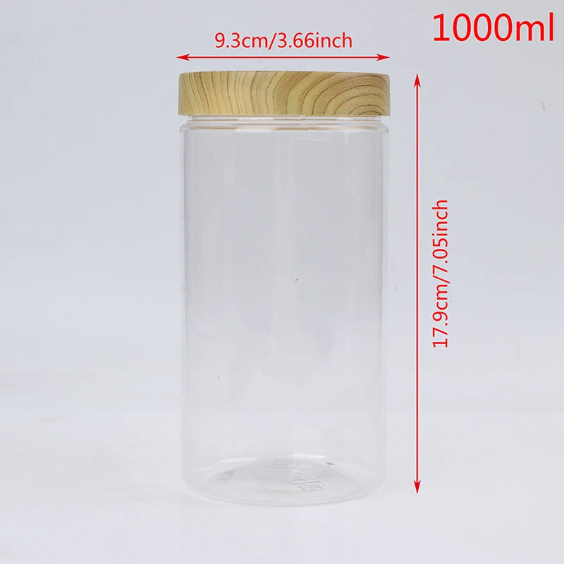 Plastic Kitchen Jar with Wooden Lid – Elegant and Natural Storage