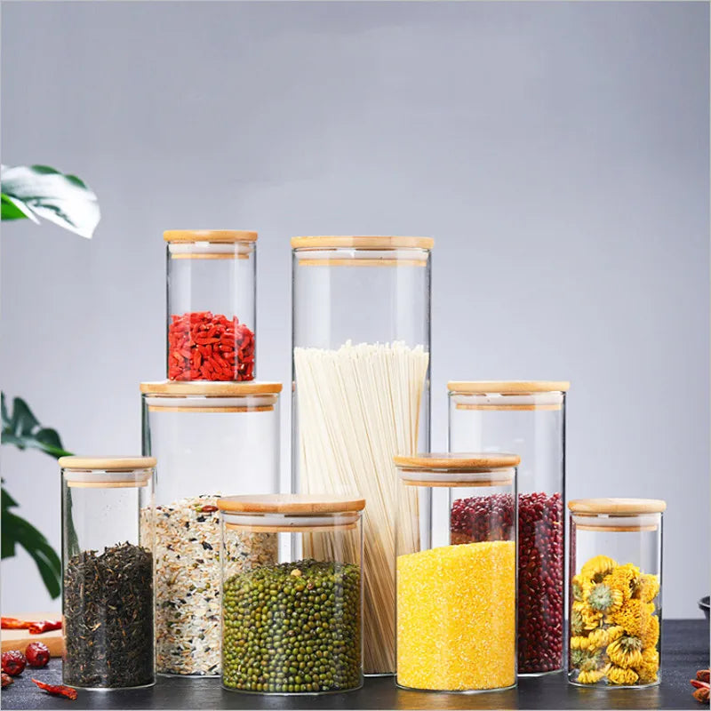 Glass Kitchen Jar with Bamboo Lid – Elegant and Natural Storage