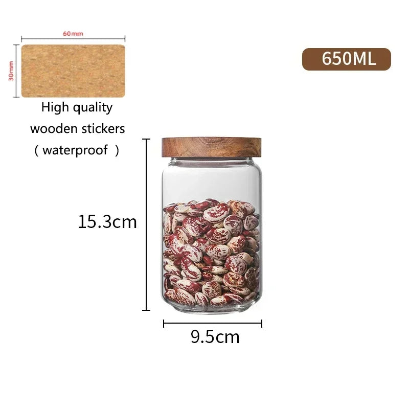 Glass Airtight Canister with Dark Wood Lid – Elegant & Versatile Storage