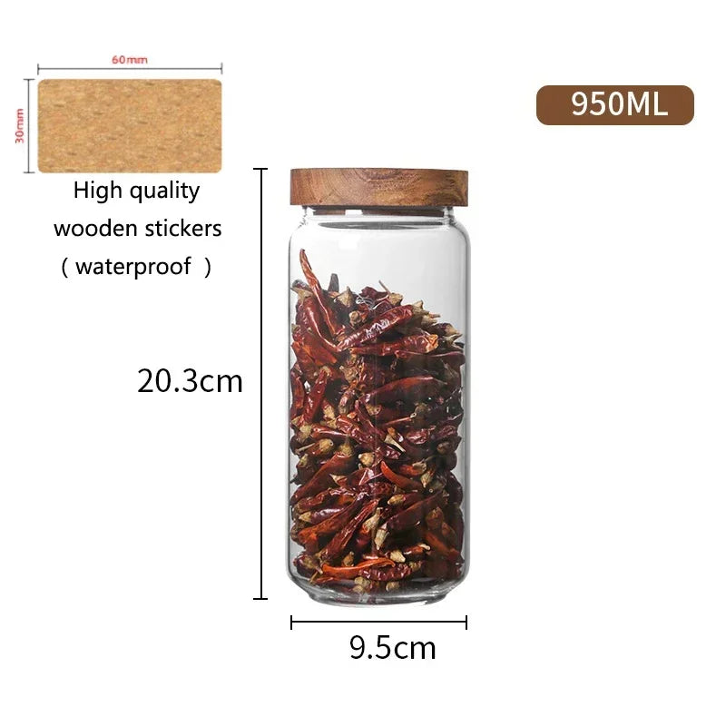 Glass Airtight Canister with Dark Wood Lid – Elegant & Versatile Storage