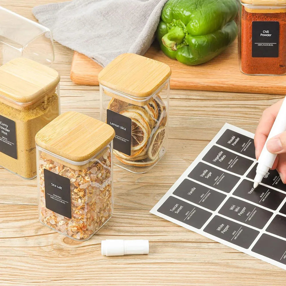 Glass Spice Jar with Bamboo Lid – Elegant and Practical Organization