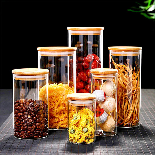 Glass Kitchen Jar with Bamboo Lid – Elegant and Natural Storage