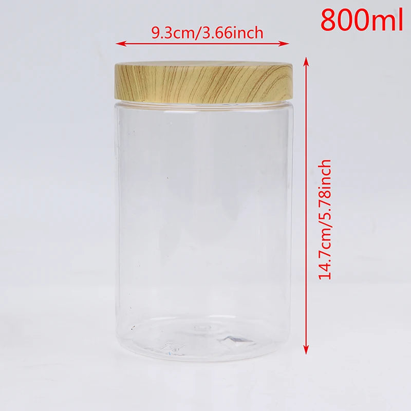Plastic Kitchen Jar with Wooden Lid – Elegant and Natural Storage