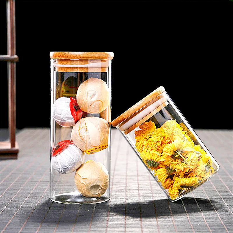 Glass Kitchen Jar with Bamboo Lid – Elegant and Natural Storage