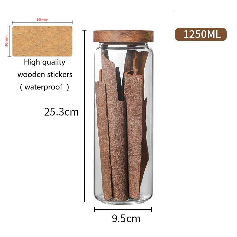 Glass Airtight Canister with Dark Wood Lid – Elegant & Versatile Storage