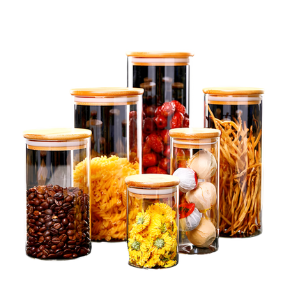 Glass Kitchen Jar with Bamboo Lid – Elegant and Natural Storage