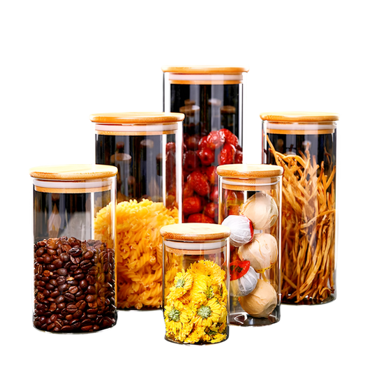 Glass Kitchen Jar with Bamboo Lid – Elegant and Natural Storage