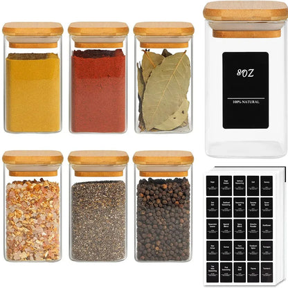 Glass Spice Jar with Bamboo Lid – Elegant and Practical Organization
