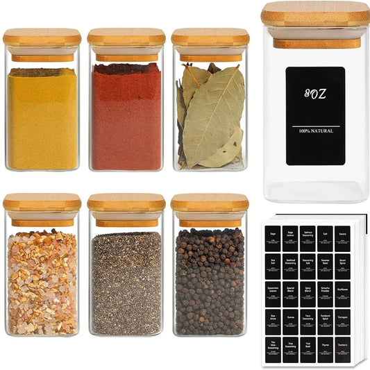 Glass Spice Jar with Bamboo Lid – Elegant and Practical Organization