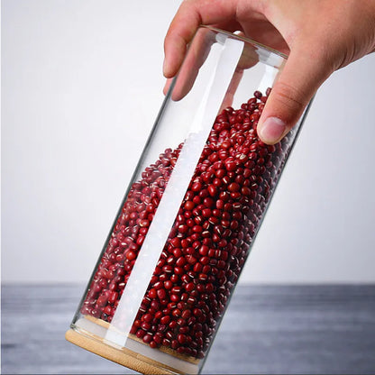 Glass Kitchen Jar with Bamboo Lid – Elegant and Natural Storage