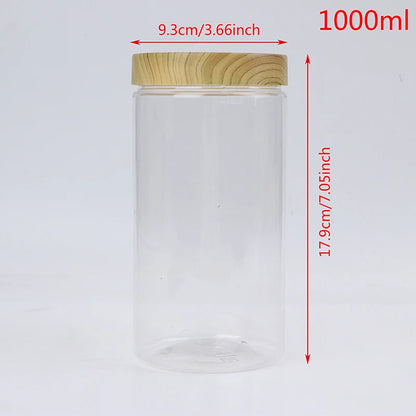 Plastic Kitchen Jar with Wooden Lid – Elegant and Natural Storage