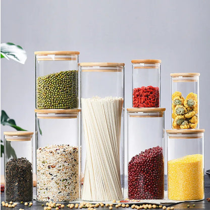 Glass Kitchen Jar with Bamboo Lid – Elegant and Natural Storage
