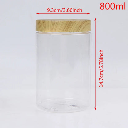 Plastic Kitchen Jar with Wooden Lid – Elegant and Natural Storage