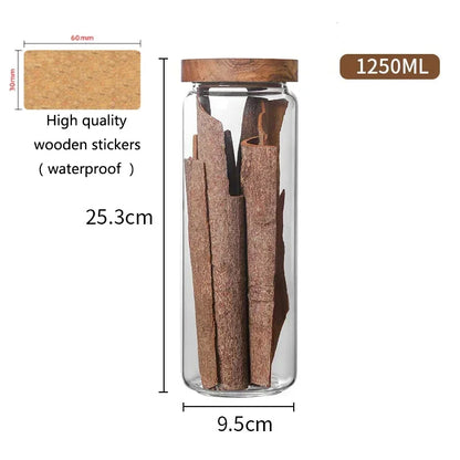 Glass Airtight Canister with Dark Wood Lid – Elegant & Versatile Storage